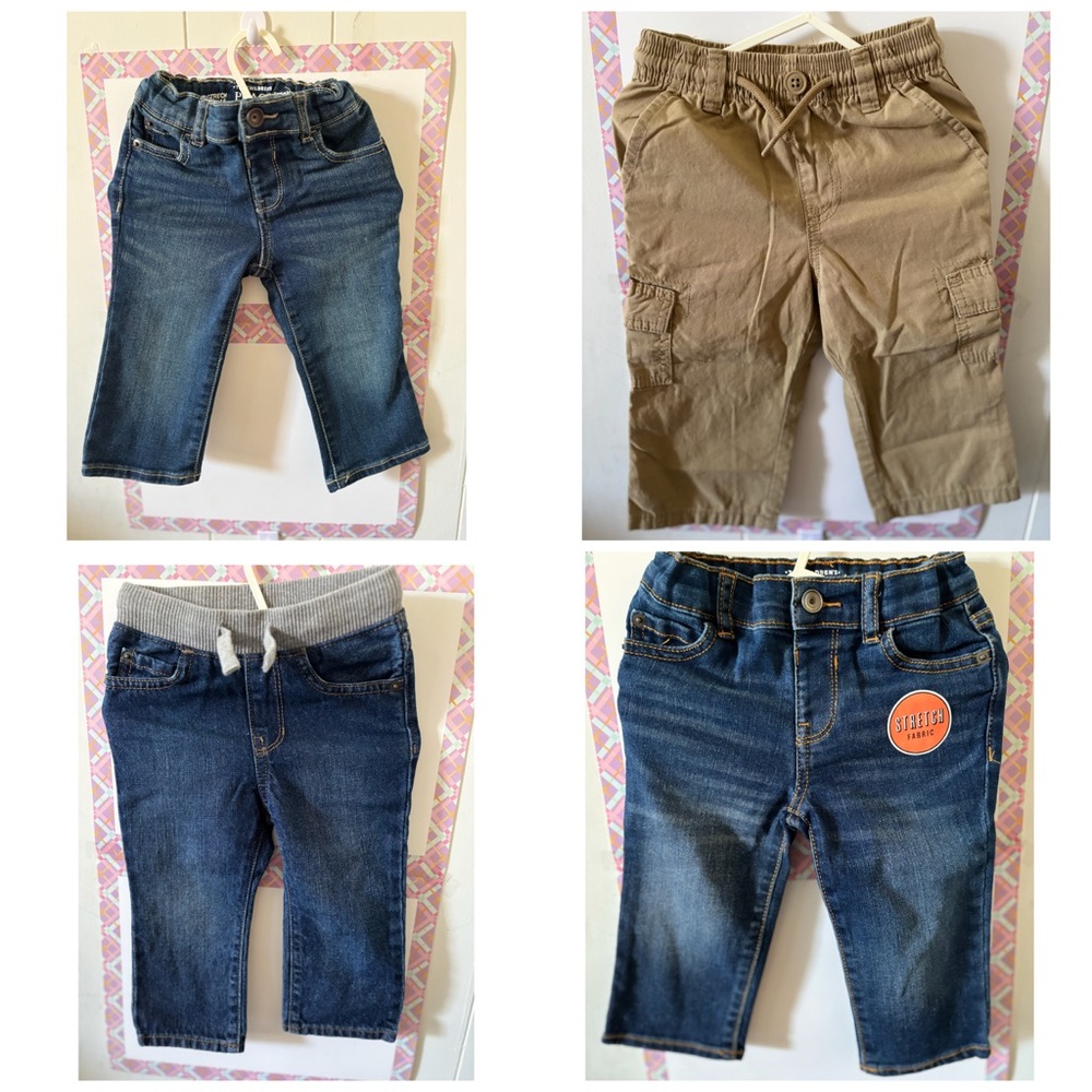 4 pack- The Children's Place toddler Kids Jeans/cargo.(12-18m)